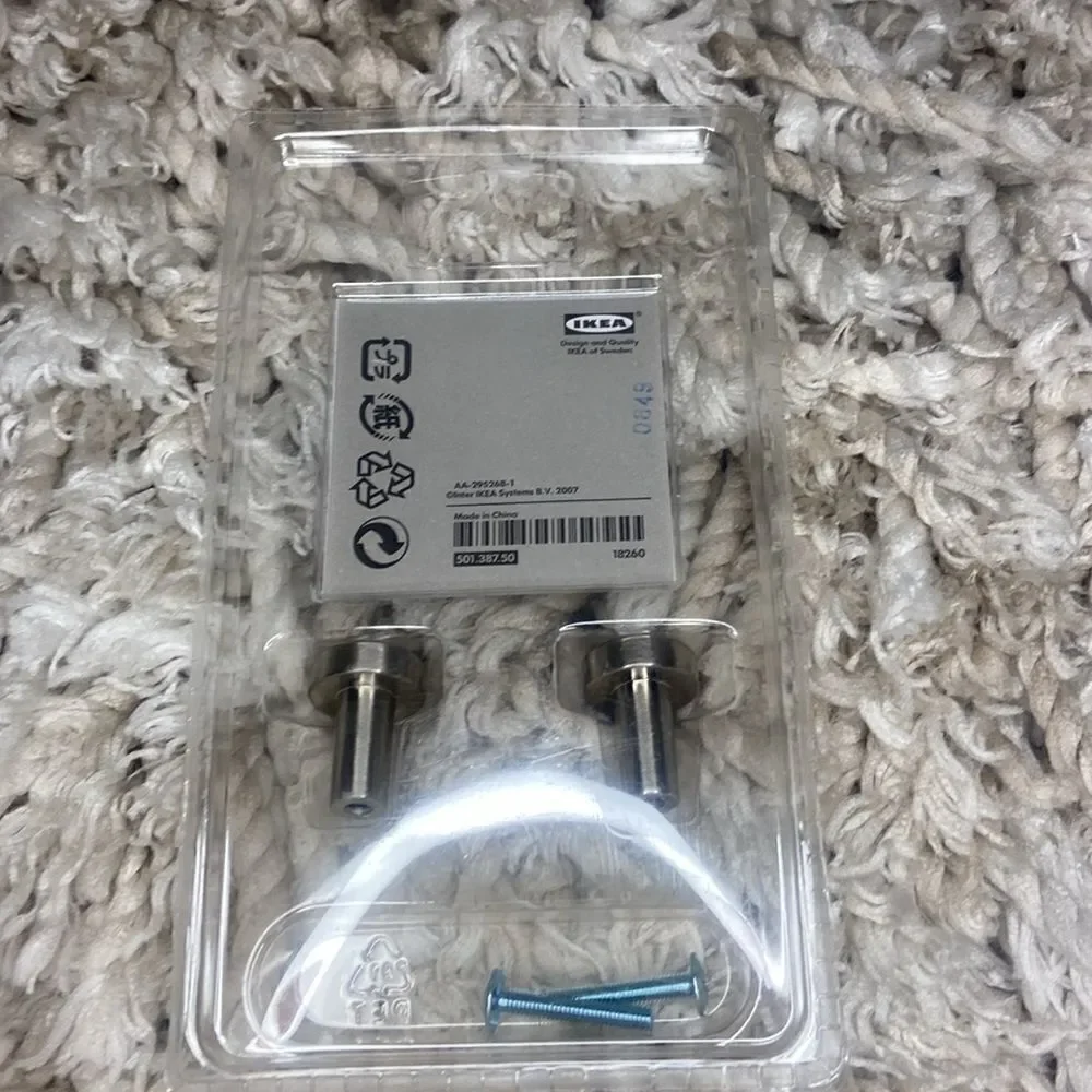 Ikea ATTEST Knob / Drawer Pull Stainless Steel New SEALED lot of 3 packages of 2
